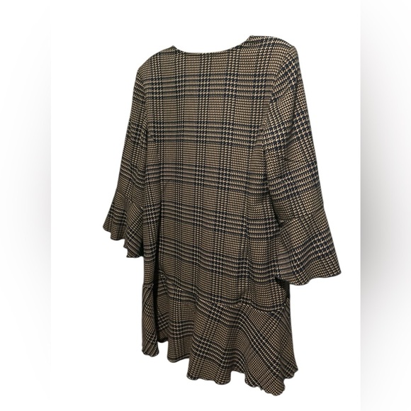 Cabi Cabi Brown black Plaid 2 Way Zip Peplum Hem Flounce Top Jacket Size L - Picture 8 of 13